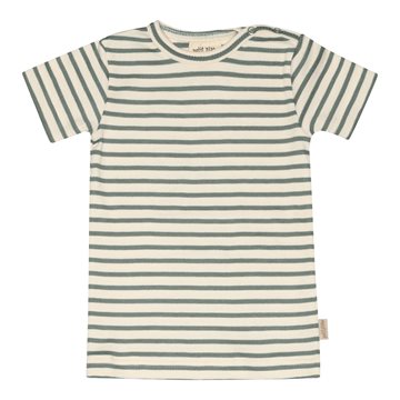 Petit Piao T-shirt SS Modal Stribet - Light Petrol/Offwhite